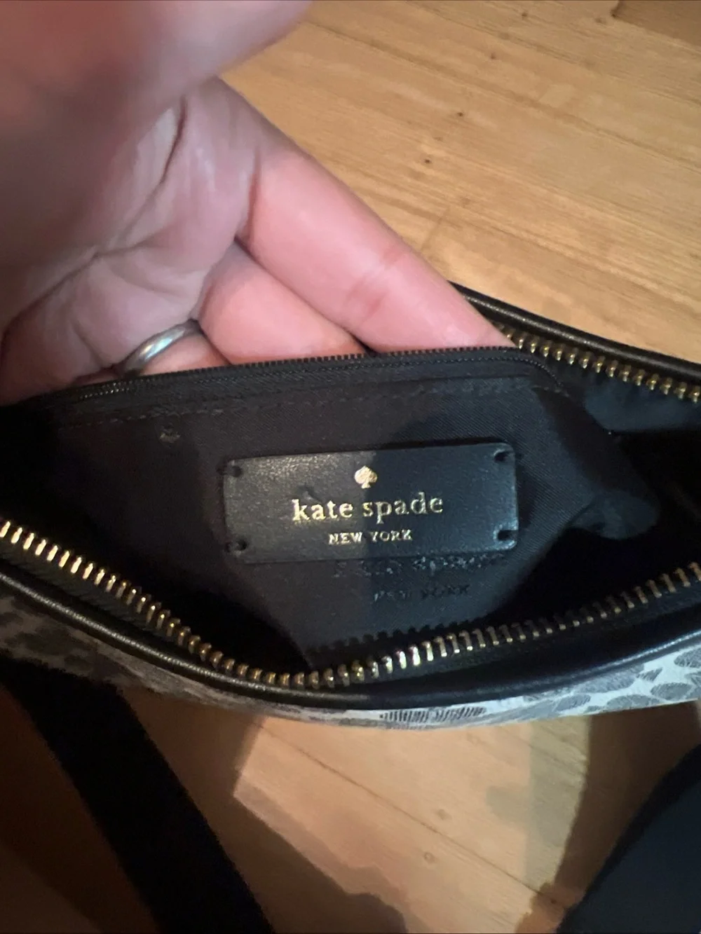 kate spade White and Black Floral Crossbody Bag